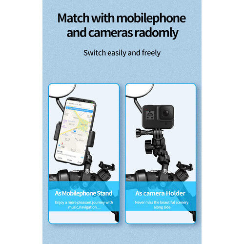 TELESIN Motorcycle Rear View Mirror Mount for GoPro/DJI Action Cameras