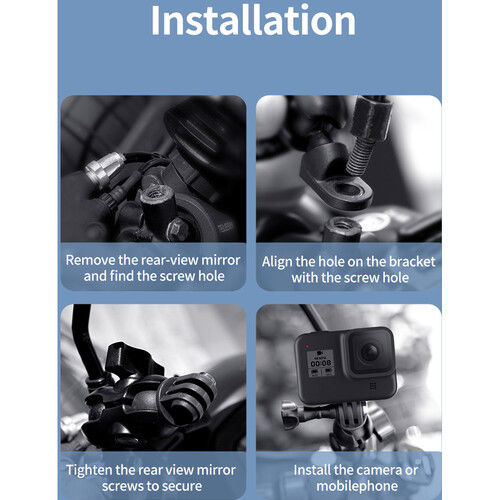 TELESIN Motorcycle Rear View Mirror Mount for GoPro/DJI Action Cameras