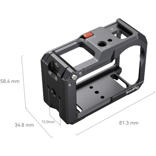 Cage Métallique Pour DJI Osmo Action 4/3/5 Pro - Griffe Froide, Fixation Micro, Poignée Antidérapante - Gris