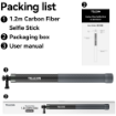 TELESIN 1.2m Carbon Fiber Selfie Stick For Action Cameras india features reviews specs	