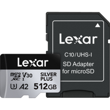 Lexar 512GB Professional SILVER PLUS UHS-I microSDXC Memory Card with SD Adapter in india features reviews specs
