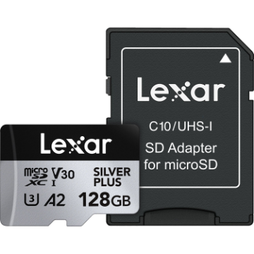 Lexar 128GB Professional SILVER PLUS UHS-I microSDXC Memory Card with SD Adapter in india features reviews specs